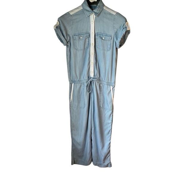 Vineyard Vines Lightweight Denim Jumpsuit, Size 4 Pockets! Straight Leg preppy - Picture 1 of 11